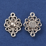 Tibetan Style Alloy Conner Charms, Clover, Antique Silver, 15x21x3mm, Hole: 1.5mm(FIND-WH0108-42AS)