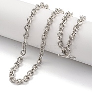 Twist Oval Brass Cable Chain Necklaces for Women, Platinum, 19.49 inch(495mm)(NJEW-G084-05P)