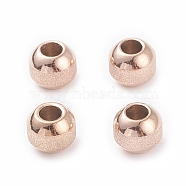 Ion Plating(IP) Textured 304 Stainless Steel Beads, Round, Rose Gold, 8mm, Hole: 3.5mm(STAS-P306-01C-RG)