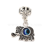 Tibetan Style Alloy Resin Pendants, Elephant with Eye, Antique Silver, 28mm, Hole: 3.5mm(FIND-Z063-05AS)