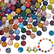 Pave Disco Ball Beads, Polymer Clay Rhinestone Beads, Round, Mixed Color, 10mm, Hole: 1.5mm, 240pcs/set(RB-PH0008-21)
