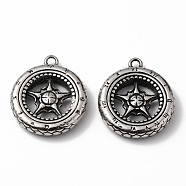 Viking 304 Stainless Steel Pendants, Tyre with Star, Antique Silver, 34x29x6.5mm, Hole: 3mm(STAS-L262-28AS)