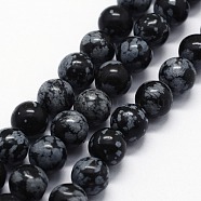Natural Snowflake Obsidian Beads Strands, Round, 8mm, Hole: 0.8mm, about 47pcs/strand,  14.96 inch(38cm)(G-I199-36-8mm)