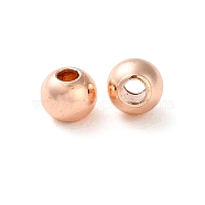 Rack Plating Brass Spacer Beads, Long-Lasting Plated, Lead Free & Cadmium Free, Round, Rose Gold, 4x3mm, Hole: 1.5mm(KKB-I709-03D-RG)