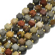 Natural Ocean Jasper Beads Strand, Faceted, Cube, 6.5~7.5x6.5~7.5x6.5~7.5mm, Hole: 1.2mm, about 43~44pcs/strand, 15.35~15.55 inch(39~39.5cm)(G-I376-D82-01)