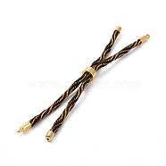 Nylon Cord Silder Bracelets, for Connector Charm Bracelet Making, with Rack Plating Golden Brass Findings, Long-Lasting Plated, Cadmium Free & Lead Free, Coconut Brown, 8-5/8~9 inch(22~22.8cm), 0.3cm, Hole: 2.6mm(MAK-C003-03G-26)