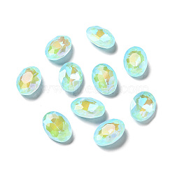 Mocha Fluorescent Style Glass Rhinestone Cabochons, Flat Back, Oval, Aquamarine, 18x13x5.5mm(GGLA-M005-01B-202MK)