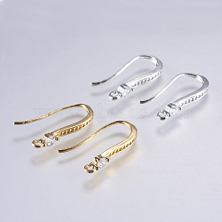 Brass Micro Pave Cubic Zirconia Earring Hooks, with Horizontal Loop, Lead Free & Cadmium Free, Mixed Color, 18.5x12x2mm, Hole: 1mm, 19 Gauge, Pin: 0.9mm(KK-F737-54-RS)