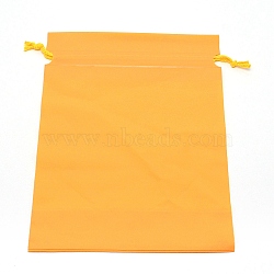 Rectangle Plastic Frosted Drawstring Gift Bags, with Cotton Cord, for Daily Supplies Storage, Gold, 28.5x20.8x0.15cm(ABAG-TAC0005-01F)