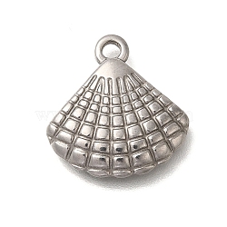 Anti-Tarnish 304 Stainless Steel Pendants, Shell Shape Charm, Stainless Steel Color, 16.5x16x2.5mm, Hole: 1.8mm(STAS-M075-12P)