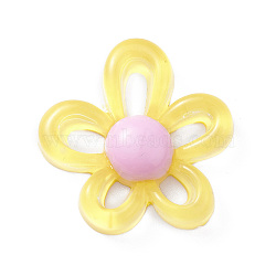 Translucent Resin Cabochons, Hollow Flower, Yellow, 28.5x28x6.8mm(RESI-K021-01D)
