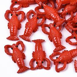 Resin Pendants, Imitation Food, Langoustine , Red, 49x31.5x13mm, Hole: 2mm(X-RESI-R426-01)