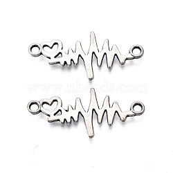 Tibetan Style Alloy Connector Charms, Cadmium Free & Lead Free, ECG, Antique Silver, 14x31x1.5mm, Hole: 1.8mm, about 940pcs/1000g(TIBE-N011-054)