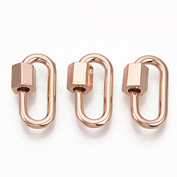 Brass Screw Carabiner Lock Charms, for Necklaces Making, Oval, Rose Gold, 20x11.5x2mm, Screw: 6.5x6.5mm(KK-T047-08RG)