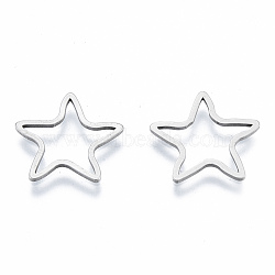 Non-Tarnish 201 Stainless Steel Linking Rings, Star, Stainless Steel Color, 16x16.5x1mm, Inner Diameter: 9x9.5mm(STAS-N090-T19-1)