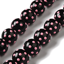 Handmade Bumpy Lampwork Beads Strands, with Enamel, Round, Black, 11~11.5x12~12.5x12~12.5mm, Hole: 1.7mm, about 30pcs/strand, 13.46''(34.2cm)(LAMP-K037-10)
