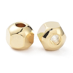 201 Stainless Steel Beads, Hexagon, Real 24K Gold Plated, 4x4.5x3.5mm, Hole: 1.5mm(STAS-P327-07G)