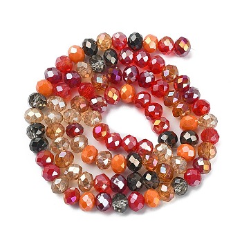 Electroplate Glass Beads Strands, Faceted, Rondelle, Red, 5.5~6x5mm, Hole: 1mm, about 90~92pcs/strand, 16.54 inch~16.93 inch(42~43cm)