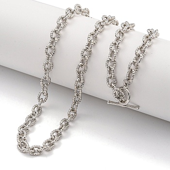 Twist Oval Brass Cable Chain Necklaces for Women, Platinum, 19.49 inch(495mm)