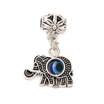 Tibetan Style Alloy Resin Pendants, Elephant with Eye, Antique Silver, 28mm, Hole: 3.5mm