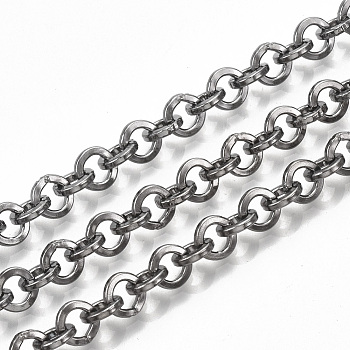 Iron Rolo Chains, Belcher Chain, with Spool, Soldered, Gunmetal, 6x1mm, about 82.02 Feet(25m)/roll