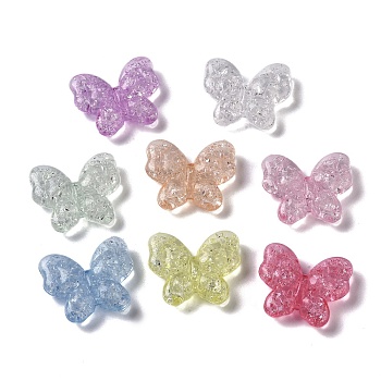 Crackle Transparent Acrylic Beads, Mixed Color, Butterfly, 17.5x21x6.5mm, Hole: 1.8mm, about 364pcs/500g