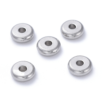 Intercalaire perles en 304 acier inoxydable, rondelle, couleur inoxydable, 6x2mm, Trou: 1.6mm