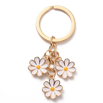 Cute Enamel Keychain, Colorful Daisy Keychain, for Women Girls Handbag Accessories, White, 7.4cm