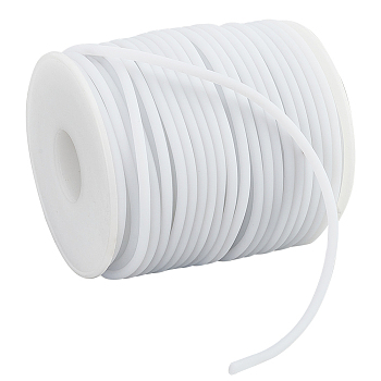 1 Roll PVC Tubular Solid Synthetic Rubber Cord, No Hole, Wrapped Around White Plastic Spool, White, 3mm, about 32.81 Yards(30m)/Roll