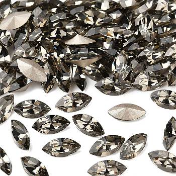 Preciosa&reg MAXIMA Crystal Fancy Stones, Czech Crystal, 435 14 615 Navette(Horse Eye), Dura Foiling, 40010 Black Diamond, 10x5mm