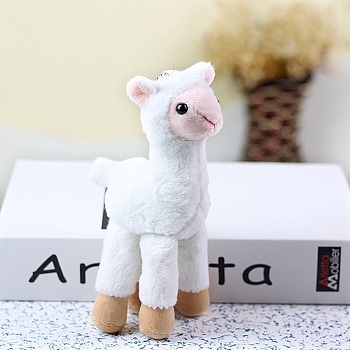 Cartoon PP Cotton Plush Simulation Soft Stuffed Animal Toy Alpaca Pendants Decorations, for Girls Boys Gift, White, 245mm