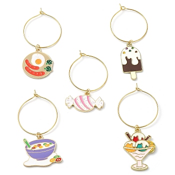 Alloy Enamel Wine Glass Charms, Food, Mixed Color, 44~58mm