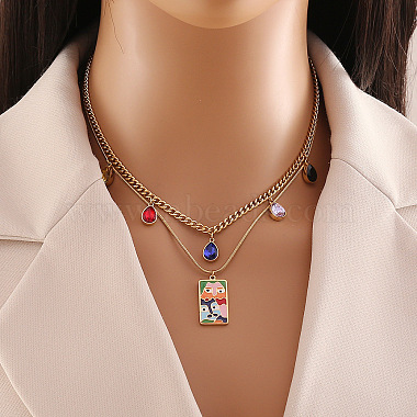 Colorful Rectangle 304 Stainless Steel Necklaces