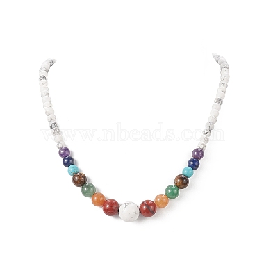 Natural & Synthetic Mixed Gemstone Graduated Beaded Necklace for Women(NJEW-JN04187)-4