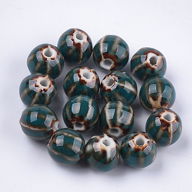 11mm Teal Round Porcelain Beads