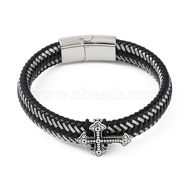 Black Cross Imitation Leather Bracelets