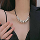 ожерелье из сплава с бисером и вощеными веревками для женщин(NJEW-Q391-04S)-2