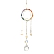 Wire Wrapped Chakra Gemstone & Brass Pendant Decorations(HJEW-TA00075-03)-1