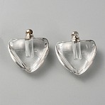 Glass Bottle Locket Pendants, Hair Keepsake Urn Ashes Charms, Heart, Clear, 21.5x19.5x10mm, Hole: 1.8mm(GLAA-WH0033-66)
