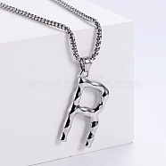 3Pcs Stainless Steel Textured Letter Pendants, Without Chain, Letter R(LW4134-18)