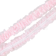 Chiffon Lace Trim, Pleated Lace Ribbon, for Clothing Accessories, Pink, 1-1/4 inch(31.5mm), 10 yards/bag(OCOR-WH0047-57B)