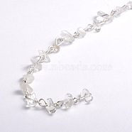 Handmade Natural Crystal Chips Beads Chains for Necklaces Bracelets Making, with Silver Color Plated Iron Eye Pin, Unwelded, 39.3 inch, Beads: 5~9mm(AJEW-JB00043-06)