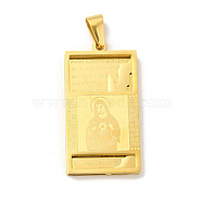 Ion Plating(IP) 304 Stainless Steel Religion Pendants, Rectangle with Jesus Charms with Snap on Bails, Golden, 41.5x22x3.5mm, Hole: 9x4mm(STAS-E184-03G)