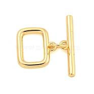 Brass Toggle Clasps, Rectangle, Real 18K Gold Plated, Rectangle: 12x12.5x1.8mm, Hole: 1.2mm, Bar: 17x4.5x2mm, Hole: 1.4mm.(KK-A223-19G)