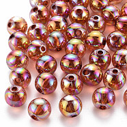 Transparent Acrylic Beads, AB Color Plated, Round, Chocolate, 12x11mm, Hole: 2.5mm, about 566pcs/500g(MACR-S370-B12mm-765)
