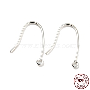 925 Sterling Silver Hoop Earring Findings, Silver, 16mm, Hole: 1mm, Pin: 0.7mm(STER-H107-08S)
