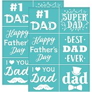 Self-Adhesive Silk Screen Printing Stencil, for Painting on Wood, DIY Decoration T-Shirt Fabric, Turquoise, Father's Day Themed Pattern, 195x140mm(DIY-WH0337-057)