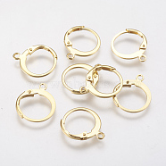 304 Stainless Steel Leverback Earring Findings, with Loop, Real 18K Gold Plated, 14.5x12x2mm, Hole: 1.2mm(STAS-F141-02G)