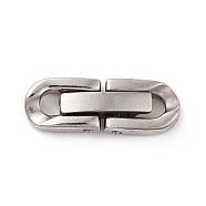 304 Stainless Steel Fold Over Clasps, for Bracelet Necklace Making, Stainless Steel Color, 18x6.5x3.5mm, Hole: 2.5mm(STAS-B029-05A)