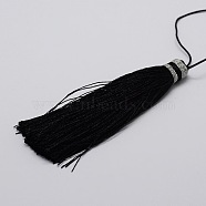 Nylon Tassels Big Pendant Decorations, Black, 95x10.5mm(HJEW-L010-09)